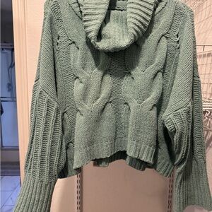 Cozy Green Cable Knit Sweater